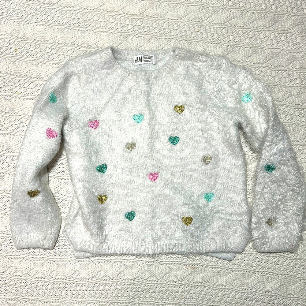H&M sweater Girls 4-6y Valentine Hearts